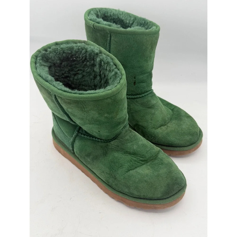 UGG Australia Classic Short 5251 Green Suede Sheepskin Boots Womens 4 Mens 3